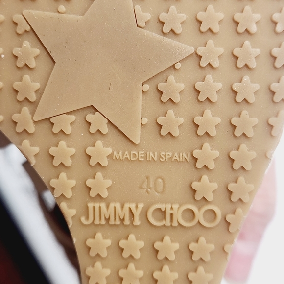 💋NEW💋JIMMY CHOO Perdita Leather Raffia Wedge Sandals - Picture 13 of 14